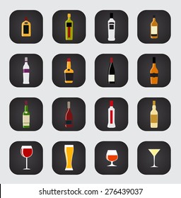 Modern Flat Dink Icon Set for Web and Mobile Application in Stylish Colors Vector Illustration EPS10