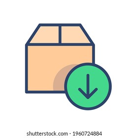 Modern flat download package illustration icon