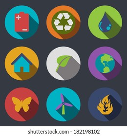 Modern flat Eco icons. Vector illustration. 