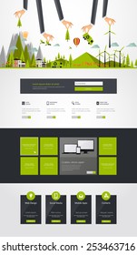 Modern Flat Eco One page website design template.