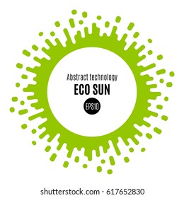 Modern flat eco sun. Liquid circle with drops and squirts. Vector illustration