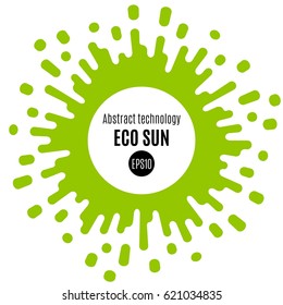 Modern flat eco sun. Liquid circle with drops and squirts. Vector illustration