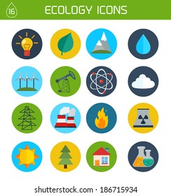 Modern flat ecology vector icons  set for your design 