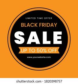Modern flat editable black friday banner, Social media post in yellow and black color free Vector