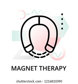 Modern Flat Editable Line Design Vector Illustration, Concept Of Magnet Therapy Icon On Abstract Background, For Graphic And Web Design