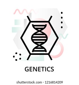 Modern flat editable line design vector illustration, concept of genetics icon on abstract background, for graphic and web design