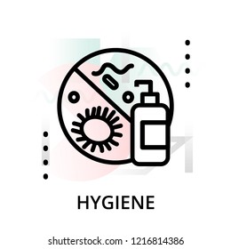 Modern flat editable line design vector illustration, concept of hygiene icon on abstract background, for graphic and web design