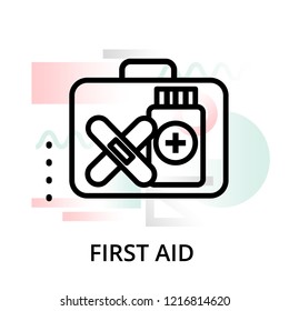 Modern flat editable line design vector illustration, concept of first aid icon on abstract background, for graphic and web design