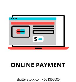 Modern flat editable line design vector illustration, online payment icon, for graphic and web design