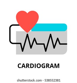 Modern flat editable line design vector illustration, concept of cardiogram icon, for graphic and web design