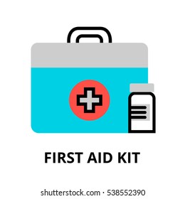 Modern flat editable line design vector illustration, concept of first aid kit icon, for graphic and web design
