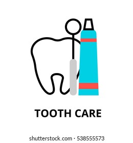 Modern flat editable line design vector illustration, concept of tooth care icon, for graphic and web design.