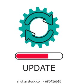 Modern flat editable line design vector, concept of update application progress icon