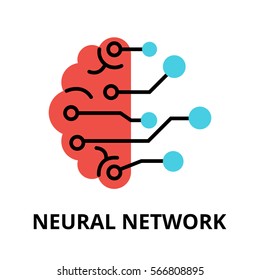 Modern flat editable vector line icon of future technology - neural network, for graphic and web design.