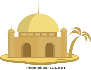 Modern Flat Elegant Islamic Mosque. Illustration vector