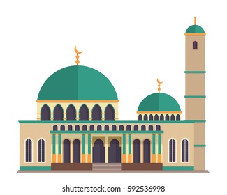 Modern Flat Elegant Islamic Mosque Building, Suitable for Diagrams, Map, Infographics, Illustration, And Other Graphic Related Assets