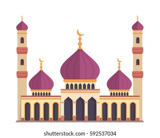 Modern Flat Elegant Islamic Mosque Building, Suitable for Diagrams, Map, Infographics, Illustration, And Other Graphic Related Assets