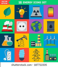 Modern flat energy vector icons set for your design
