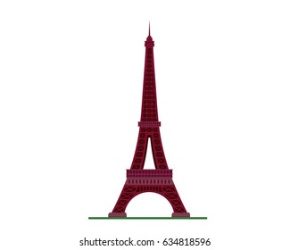 Modern Flat Famous Building, Suitable for Diagrams, Infographics, Illustration, And Other Graphic Related Assets - Red Eiffel Tower