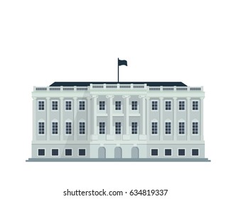 Modern Flat Famous Government Building, Suitable for Diagrams, Infographics, Illustration, And Other Graphic Related Assets - United States White House Building