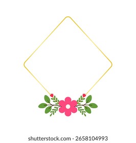 Frontera floral plana moderna en tonos rosados para invitaciones y tarjetas
