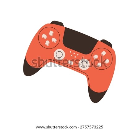 Modern flat gamepad joystick icon in red and black. Controller device as essential gadget for video game player. Pad design with y2k style, perfect for videogame technology or digital entertainment