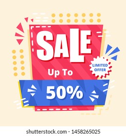 Modern flat geometric color vector banner for sale