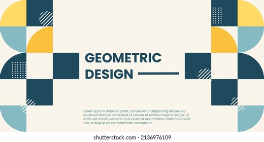 Modern flat geometric shapes background. Minimal abstract geometry grid pattern banner presentation illustration for poster, flyer, cover, brochure, header, web, texture, backdrop, wallpaper