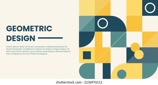 Modern flat geometric shapes background. Minimal abstract geometry grid pattern banner presentation illustration for poster, flyer, cover, brochure, header, web, texture, backdrop, wallpaper