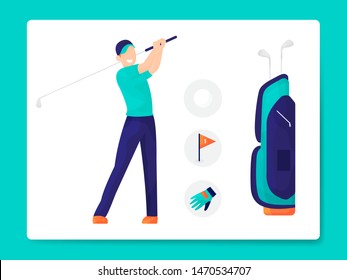 modern flat golf equipment illustration pack