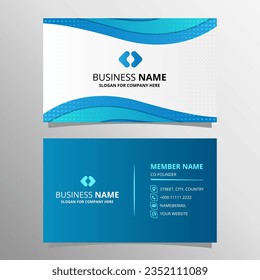 Moderna plantilla de tarjetas de visita curva azul gradiente plano, se puede utilizar para diseños de negocios, presentaciones o cualquier diseño adecuado.