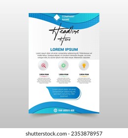 Modern Flat Gradient Blue Curved Flyer Template, can be used for business designs, presentation designs or any suitable designs.