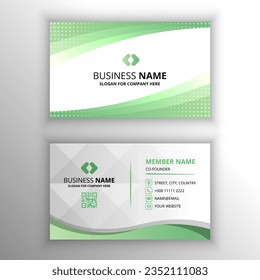 Moderna plantilla de tarjeta de visita verde curva de gradiente plano curvada, que puede utilizarse para diseños de negocios, presentaciones o cualquier diseño adecuado.
