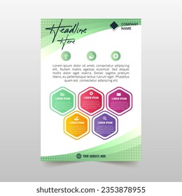 Moderne flache Gradient Curved Green Flyer Template, kann für Geschäftsdesigns, Präsentationen oder alle geeigneten Designs verwendet werden.