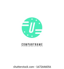 moderno diseño creativo con el logotipo U de placa verde plana.