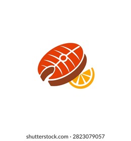 Modern Flat Grilled Salmon Seafood Food Icon