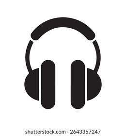 A modern flat headphone icon symbolizing music, audio, and sound technology.