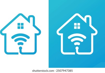 Modern Flat Home Wifi Logo Design