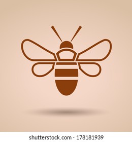 Modern flat honey bee icon, Vector illustration, Concept with icon