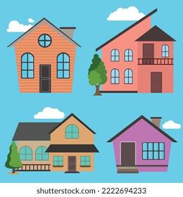 Modern and Flat Houses Collection Vector