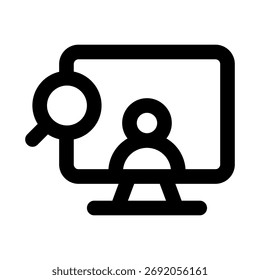 Modern Flat HR Research Icon — Minimal Outline Employee Analysis Symbol