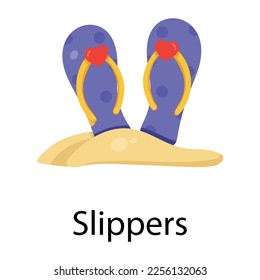 Modern flat icon of beach slippers 