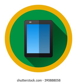 modern flat icon with black tablet and shadow