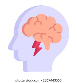 Un moderno icono plano de la lluvia de ideas