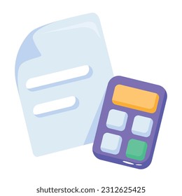 Modern flat icon of calculation report 