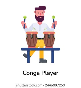 Icono plano moderno de un jugador de conga 