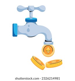 Modern flat icon of crypto faucet 