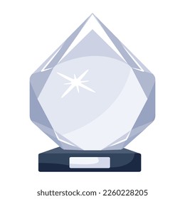 Modern flat icon of crystal trophy 