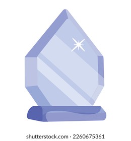 Modern flat icon of crystal trophy 