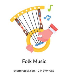 Modern flat icon depicting folk music 